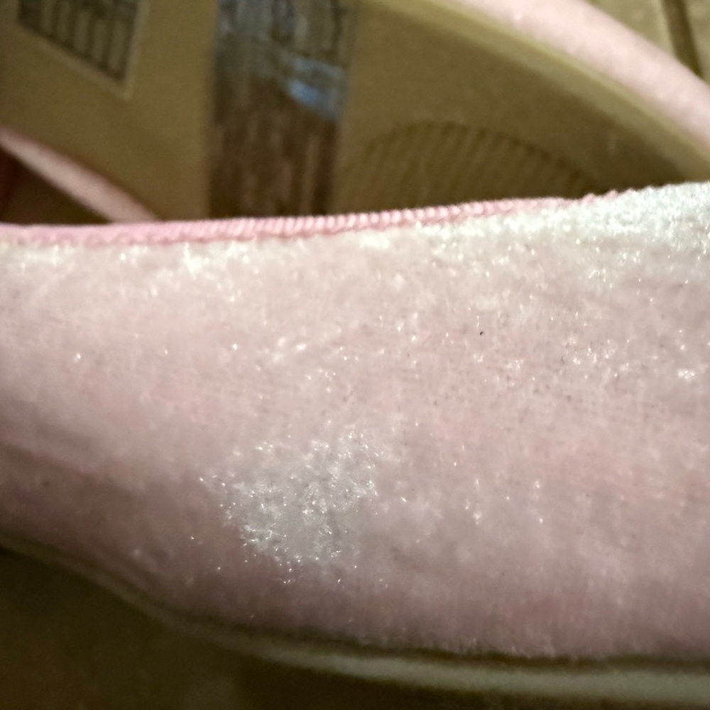 Pink Ballet Flats (Velvety) w/Rhinestone Details Around The Ankle Strap, NWOT - Picture 3 of 4